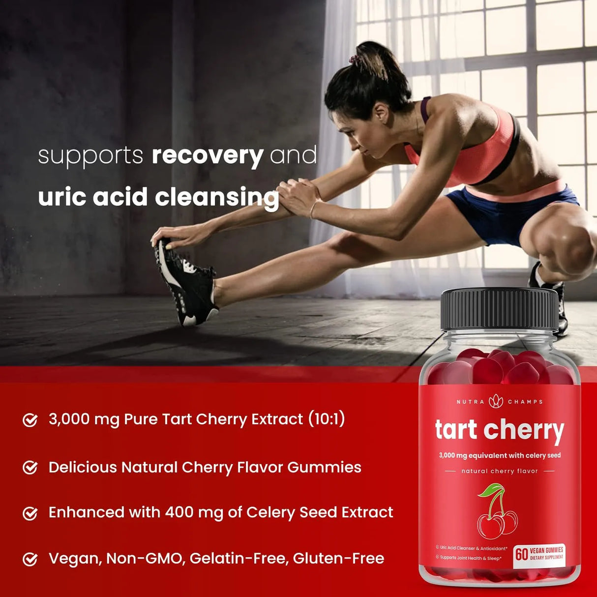 NUTRACHAMPS - NutraChamps Tart Cherry Gummies 3000Mg. 60 Gomitas 2 Pack - The Red Vitamin MX - Suplementos Alimenticios - {{ shop.shopifyCountryName }}