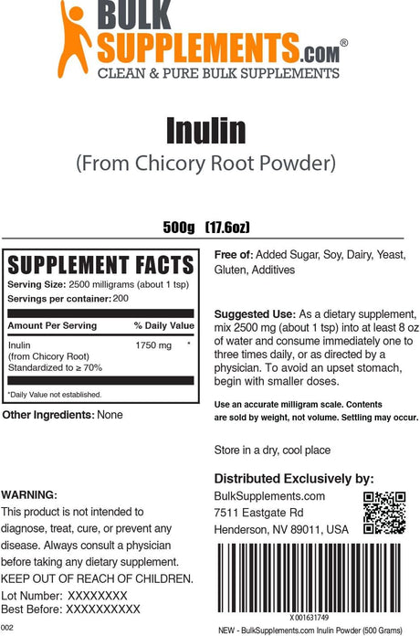 Bulk Supplements Inulin Powder 500Gr.