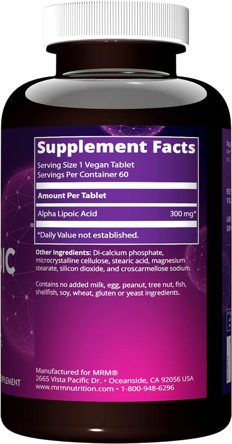 MRM Nutrition Alpha Lipoic Acid 300Mg. 60 Tabletas