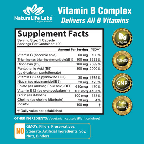 NaturaLife Labs Vitamin B Complex 100 Capsulas