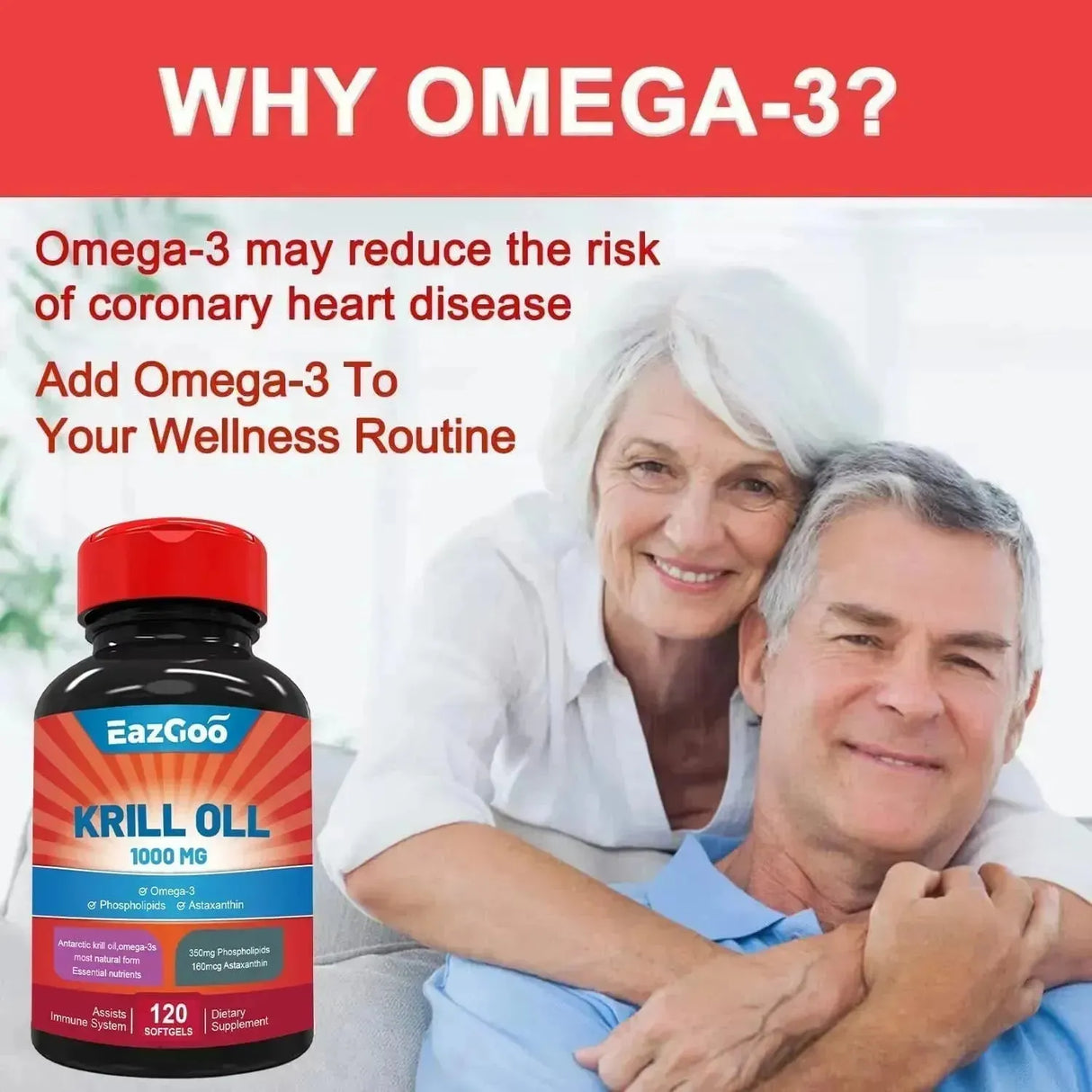 EAZGOO - EAZGOO Antarctic Krill Oil 1000Mg. 120 Capsulas Blandas - The Red Vitamin MX - Suplementos Alimenticios - {{ shop.shopifyCountryName }}