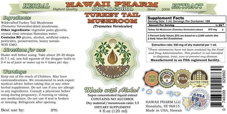 HawaiiPharm Turkey Tail Mushroom Alcohol-Free Liquid Extract 120Ml.