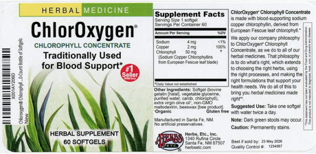 Herbal Medicine Chloroxygen Chlorophyll Concentrate 60 Capsulas Blandas