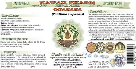 Hawaii Pharm Guarana Alcohol-Free Liquid Extract 2 Fl.Oz.