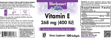 Bluebonnet Nutrition Vitamin E 400 IU 268Mg. 100 Capsulas Blandas