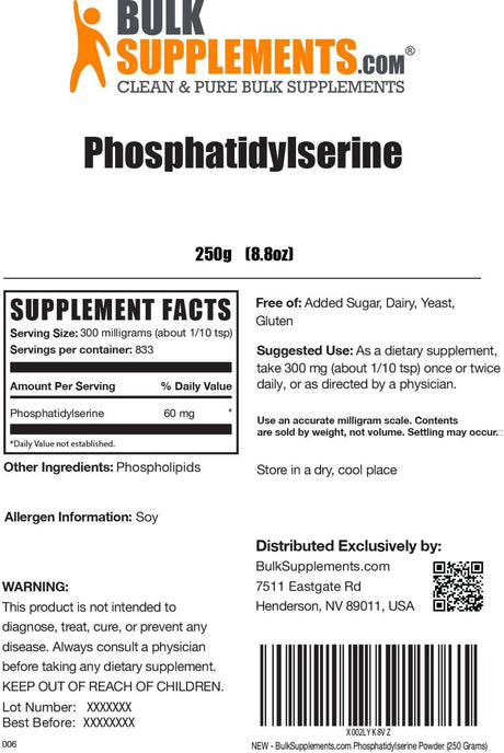 Bulk Supplements Phosphatidylserine Powder 250Gr.