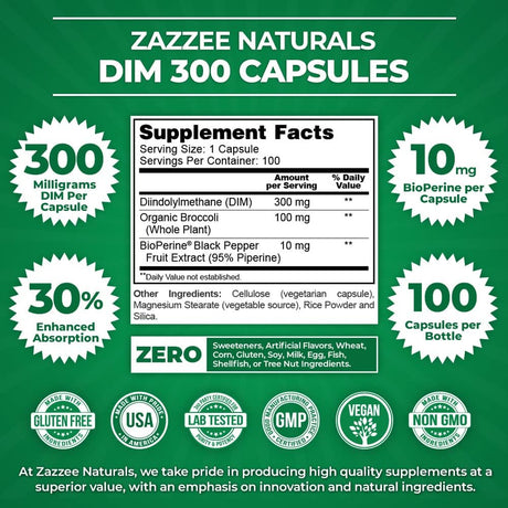 Zazzee Extra Strength DIM 300 100 Capsulas