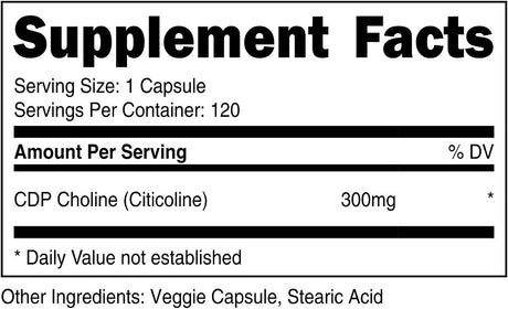 Nutricost CDP Choline (Citicoline) 300Mg. 120 Capsulas