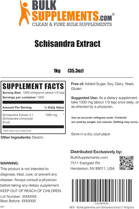 Bulk Supplements Schisandra Extract Powder 1 Kg.