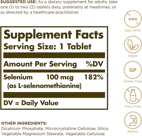 Solgar Yeast-Free Selenium 100mcg 100 Tabletas