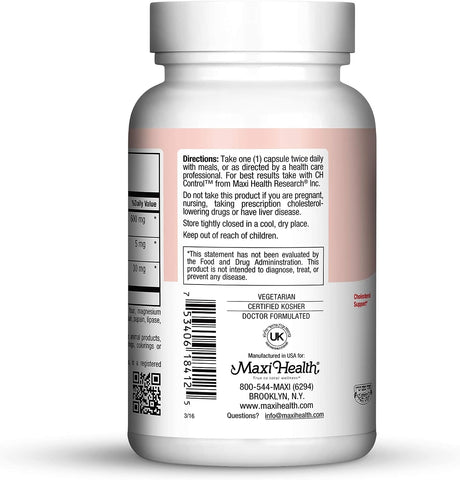 Maxi Health Kosher Maxi Red Yeast Rice with Coenzyme Q10 & Policosanol 120 Capsulas