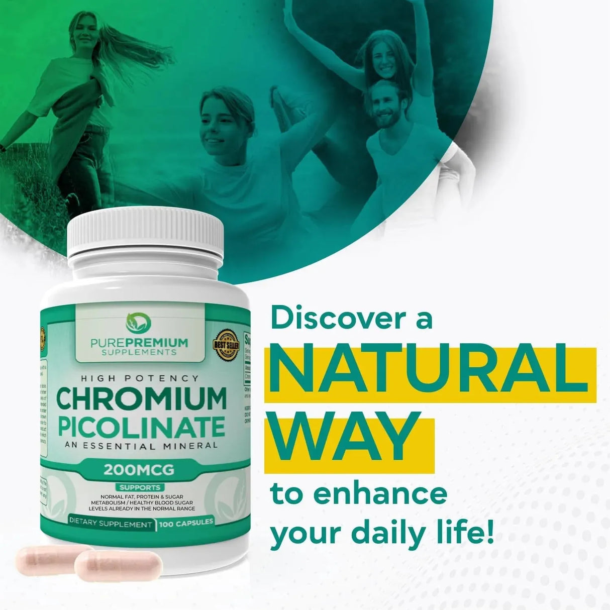 PUREPREMIUM SUPPLEMENTS - PurePremium Chromium Picolinate 200mcg 100 Capsulas - The Red Vitamin MX - Suplementos Alimenticios - {{ shop.shopifyCountryName }}