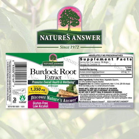 Nature's Answer Burdock Root with Organic Alcohol 1 Fl.Oz.