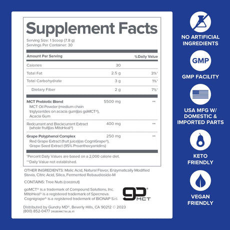 Gundry MD MCT Wellness Powder to Support Energy Blueberry Lemonade 234Gr.