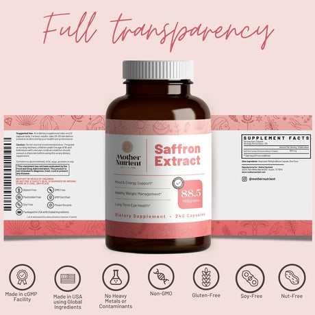 Mother Nutrient Saffron Extract 88.5Mg. 240 Capsulas