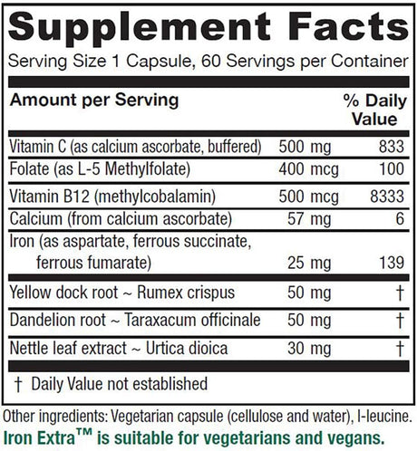 Vitanica Iron Extra Iron Supplement 60 Capsulas