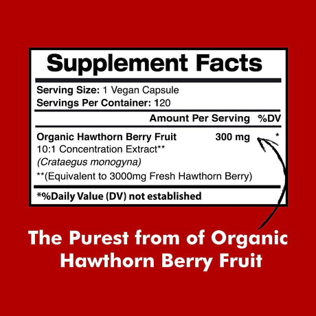 American Standard Supplements Hawthorn Berry Organic 3000Mg. 120 Capsulas