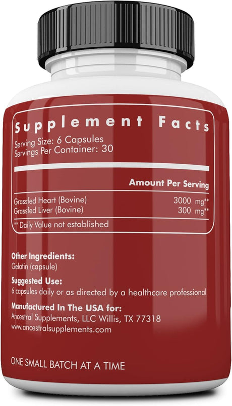 Ancestral Supplements Grass Fed Beef Heart 180 Capsulas