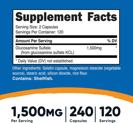 Nutricost Glucosamine Sulfate 750Mg. 240 Capsulas 2 Pack