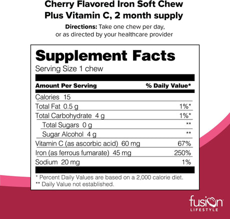Fusion Lifestyle Iron Supplement for Women and Men 60 Gomitas