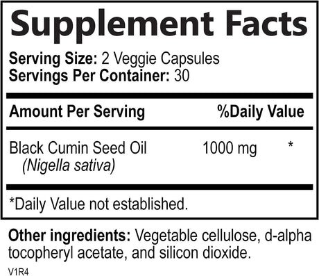 Nature's Nutrition Premium Black Seed Oil Capsules 1000Mg. 60 Capsulas