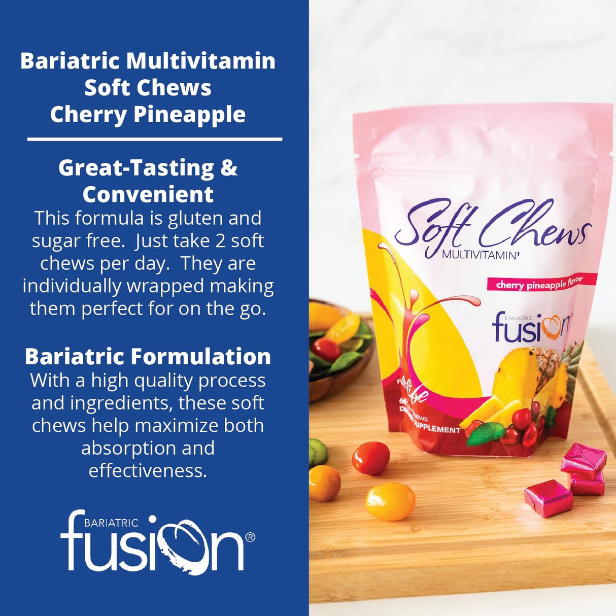 Bariatric Fusion Bariatric Multivitamin Soft Chew Cherry Pineapple Flavor 60 Masticables