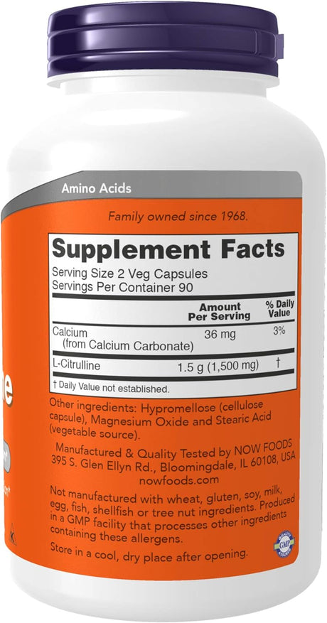 NOW Supplements L-Citrulline 750Mg. 180 Capsulas