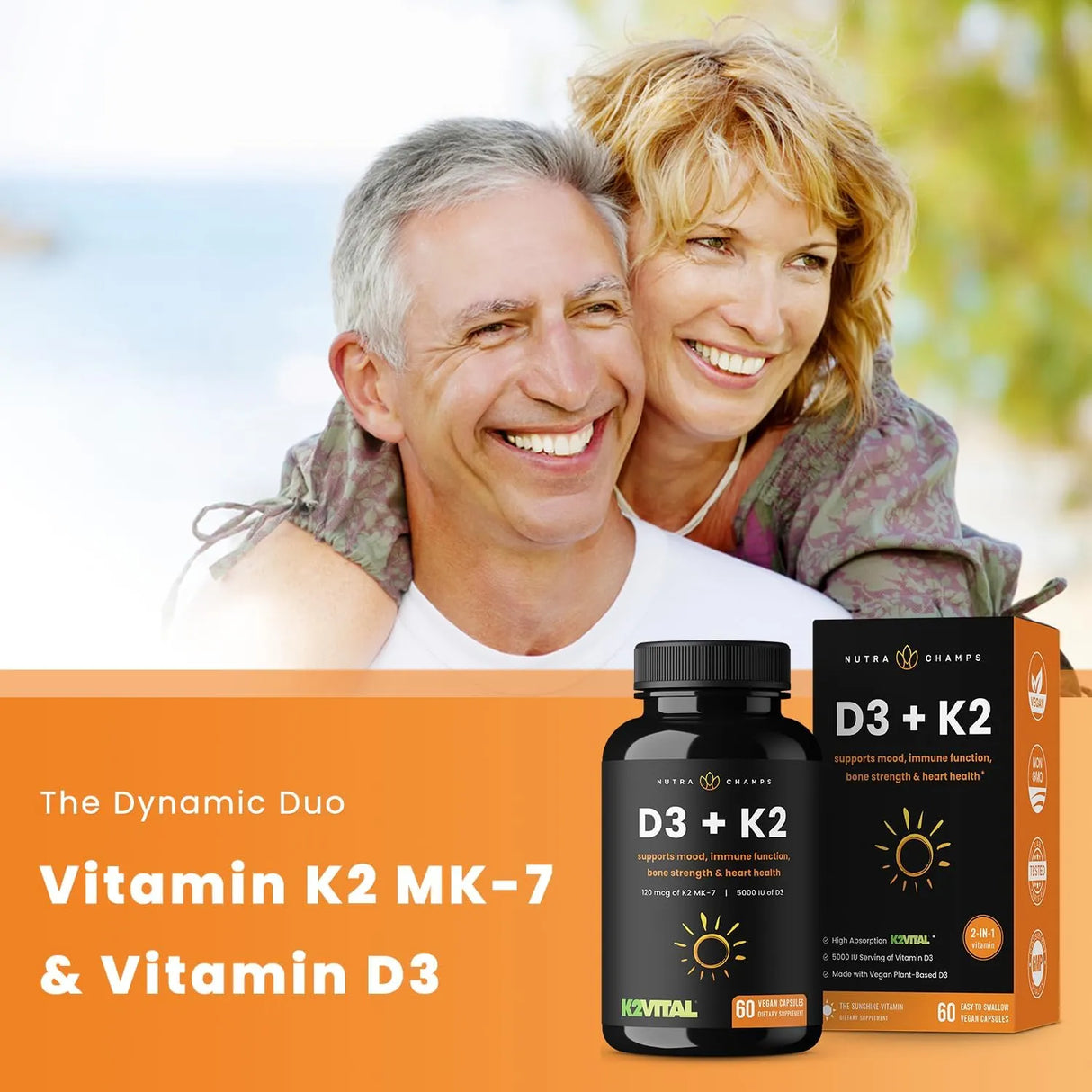 NUTRACHAMPS - NutraChamps D3 with K2 MK7 60 Capsulas - The Red Vitamin MX - Suplementos Alimenticios - {{ shop.shopifyCountryName }}