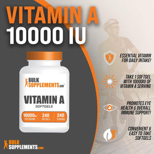 Bulk Supplements Vitamin A 10000 IU 240 Capsulas Blandas