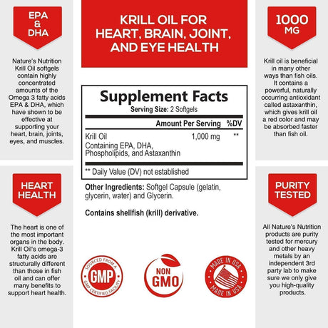 Nature's Nutrition Antarctic Krill Oil 1000Mg. 60 Capsulas Blandas