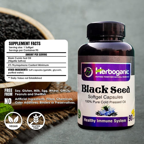 HERBOGANIC Cold Pressed Black/Seed Oil Softgels 90 Capsulas Blandas