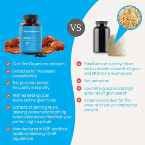REAL MUSHROOMS - Real Mushrooms RealRest 60 Capsulas - The Red Vitamin MX - Suplementos Alimenticios - {{ shop.shopifyCountryName }}