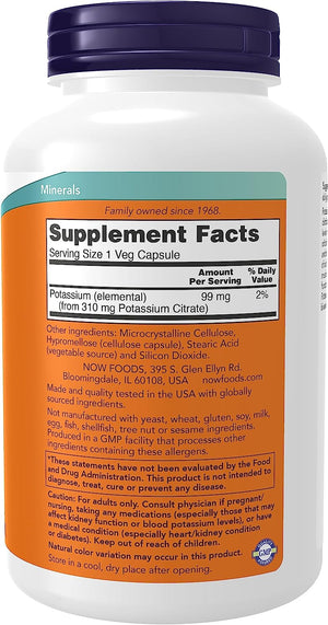 NOW Supplements Potassium Citrate 99Mg. 360 Capsulas