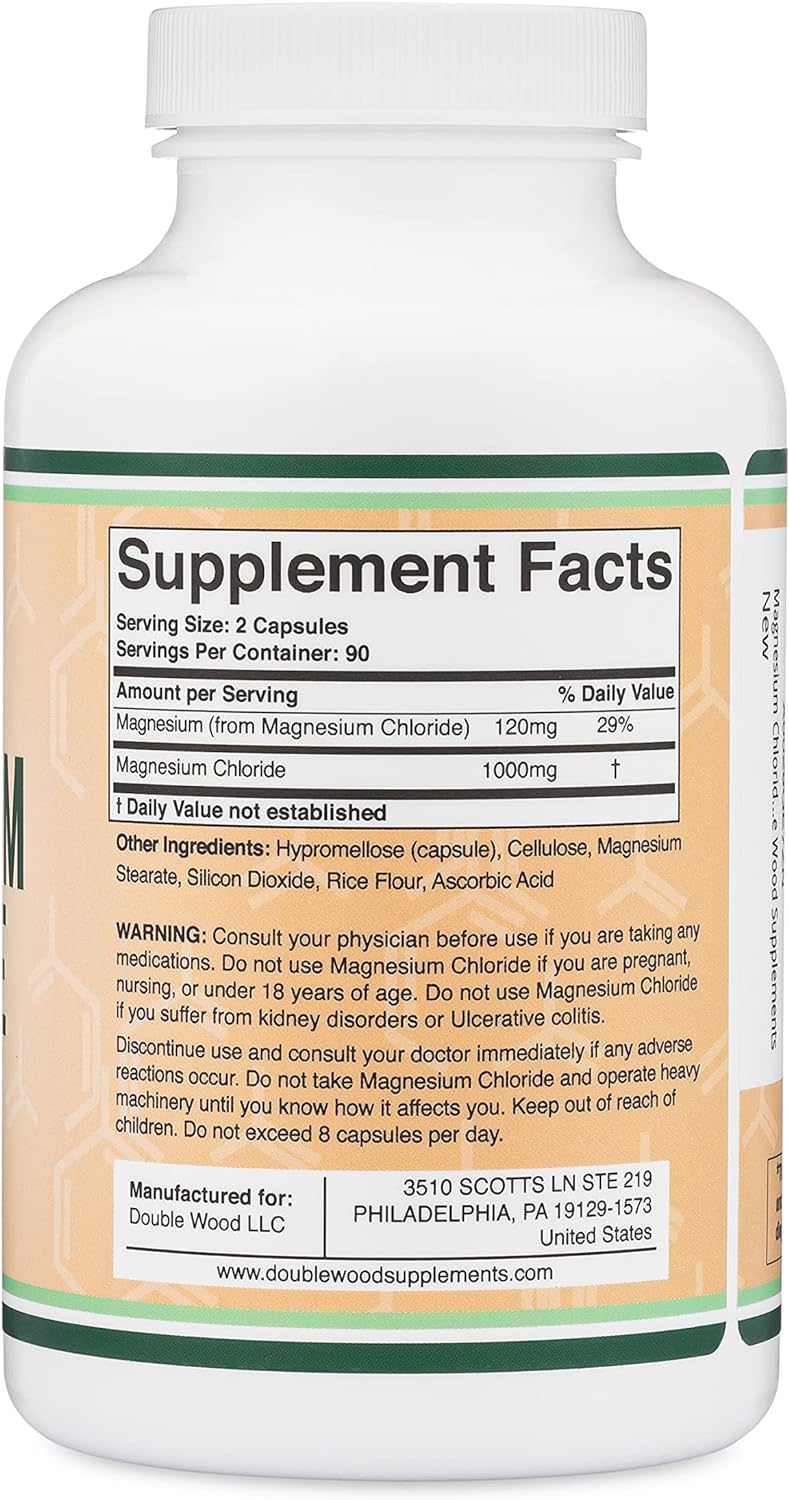 Double Wood Supplements Magnesium Chloride 1000Mg. 180 Capsulas