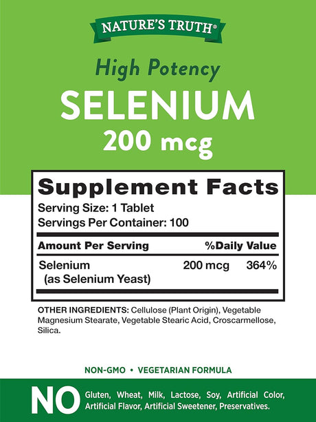 Nature's Truth Selenium 200mcg 100 Tabletas