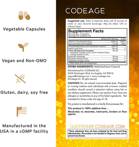 Codeage Liposomal Vitamin C 1500Mg. 180 Capsulas