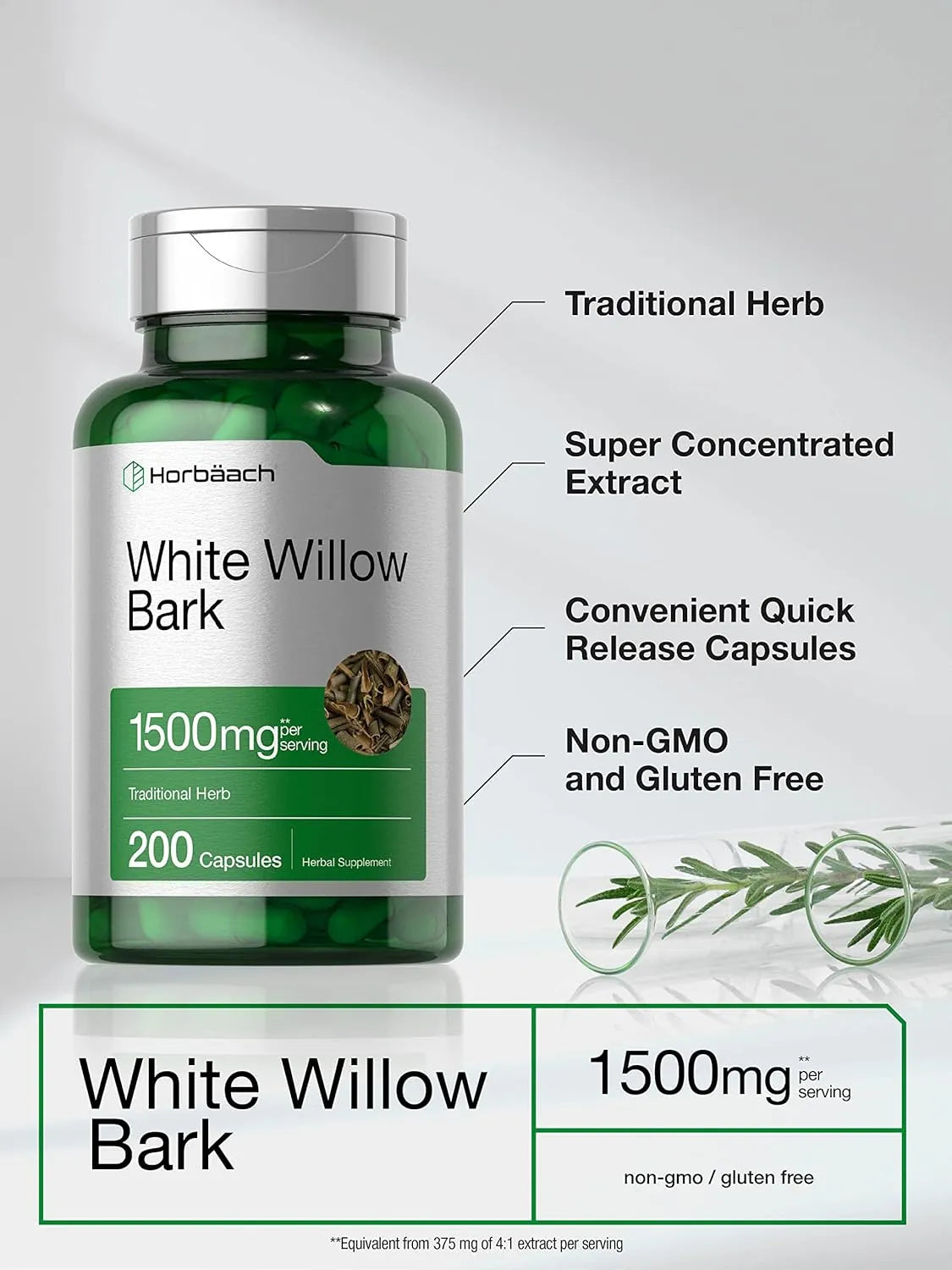 HORBAACH - Horbaach White Willow Bark Extract 1500Mg. 200 Capsulas - The Red Vitamin MX - Suplementos Alimenticios - {{ shop.shopifyCountryName }}