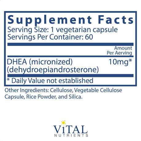 Vital Nutrients DHEA 10Mg. 60 Capsulas