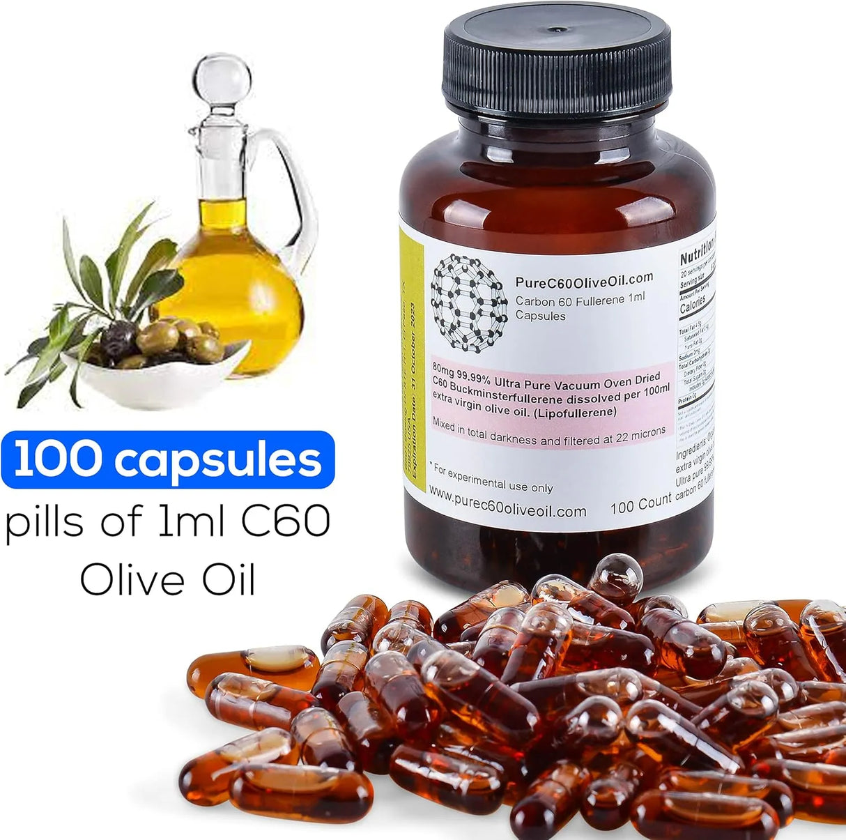 PUREC60 - PureC60OliveOil C60 Organic Olive Oil 100 Capsulas - The Red Vitamin MX - Suplementos Alimenticios - {{ shop.shopifyCountryName }}