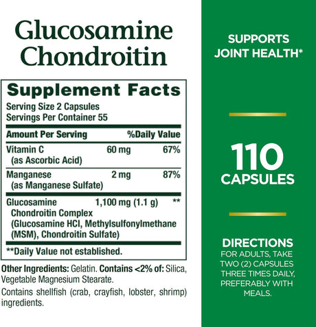 Nature's Bounty Glucosamine Chondroitin 110 Capsulas