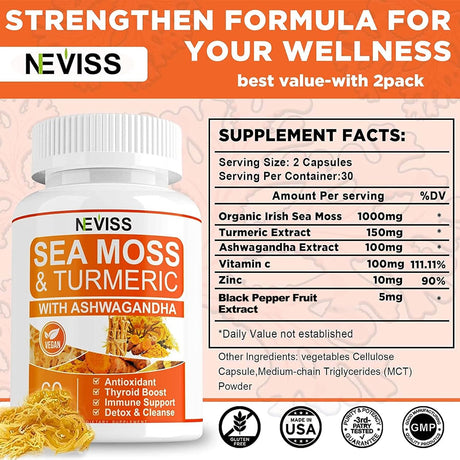 Neviss Organic Sea Moss Capsules 120 Capsulas