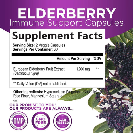 Nature's Nutrition Sambucus Black Elderberry Extract 120 Capsulas