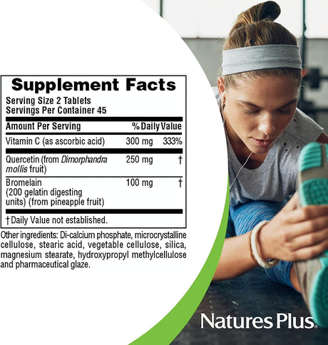 NaturesPlus Quercetin Plus with Vitamin C & Bromelain 650Mg. 90 Tabletas