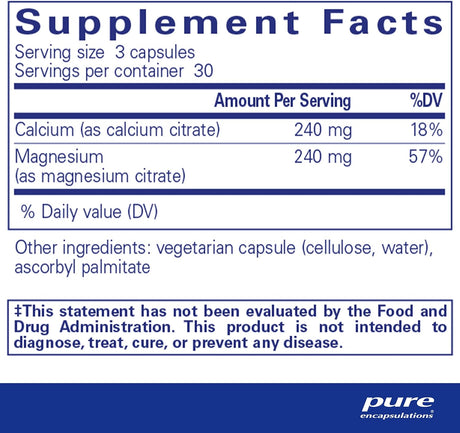 Pure Encapsulations Calcium Magnesium (Citrate) 90 Capsulas