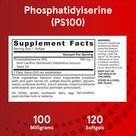 Jarrow Formulas PS100 Phosphatidylserine 100Mg. 120 Capsulas Blandas