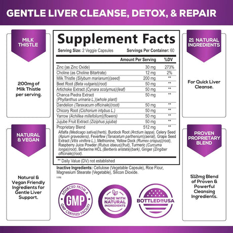 Health Nutrition Naturals Liver Cleanse Detox & Repair Formula 120 Capsulas