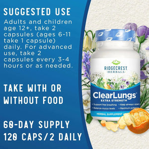 RIDGECREST HERBALS - RidgeCrest Herbals ClearLungs Extra Strength 120 Capsulas - The Red Vitamin MX - Suplementos Alimenticios - {{ shop.shopifyCountryName }}