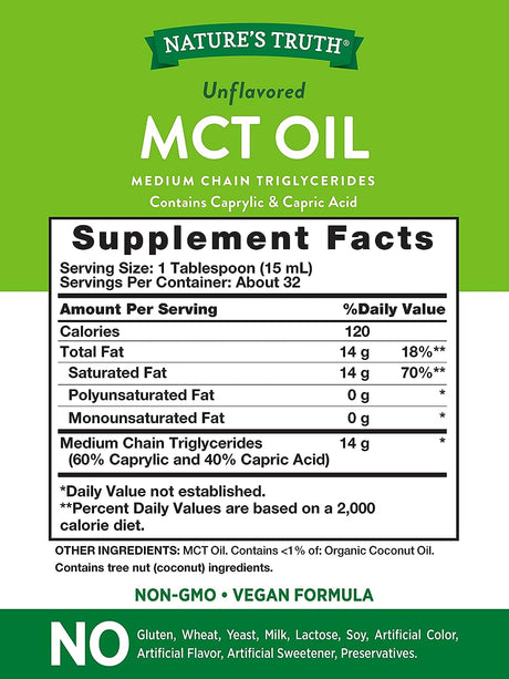 Nature's Truth MCT 100% Pure Oil 473Ml.