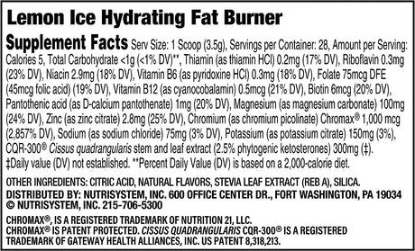 Nutrisystem Hydrating Fat Burner Lemon Ice 28 Servicios 98Gr.
