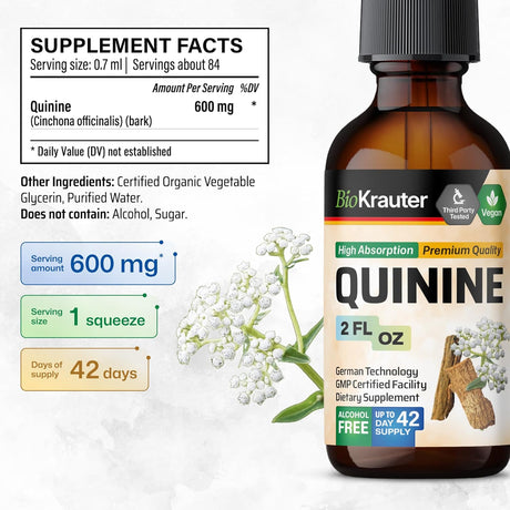 Bio Krauter Quinine Leg Cramps Relief Liquid Extract 2 Fl.Oz.
